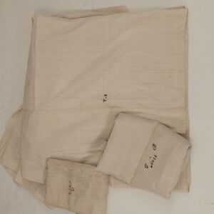 Antique Homespun Sheet Set 19th Century Linen or Cotton Handwoven Embroidered